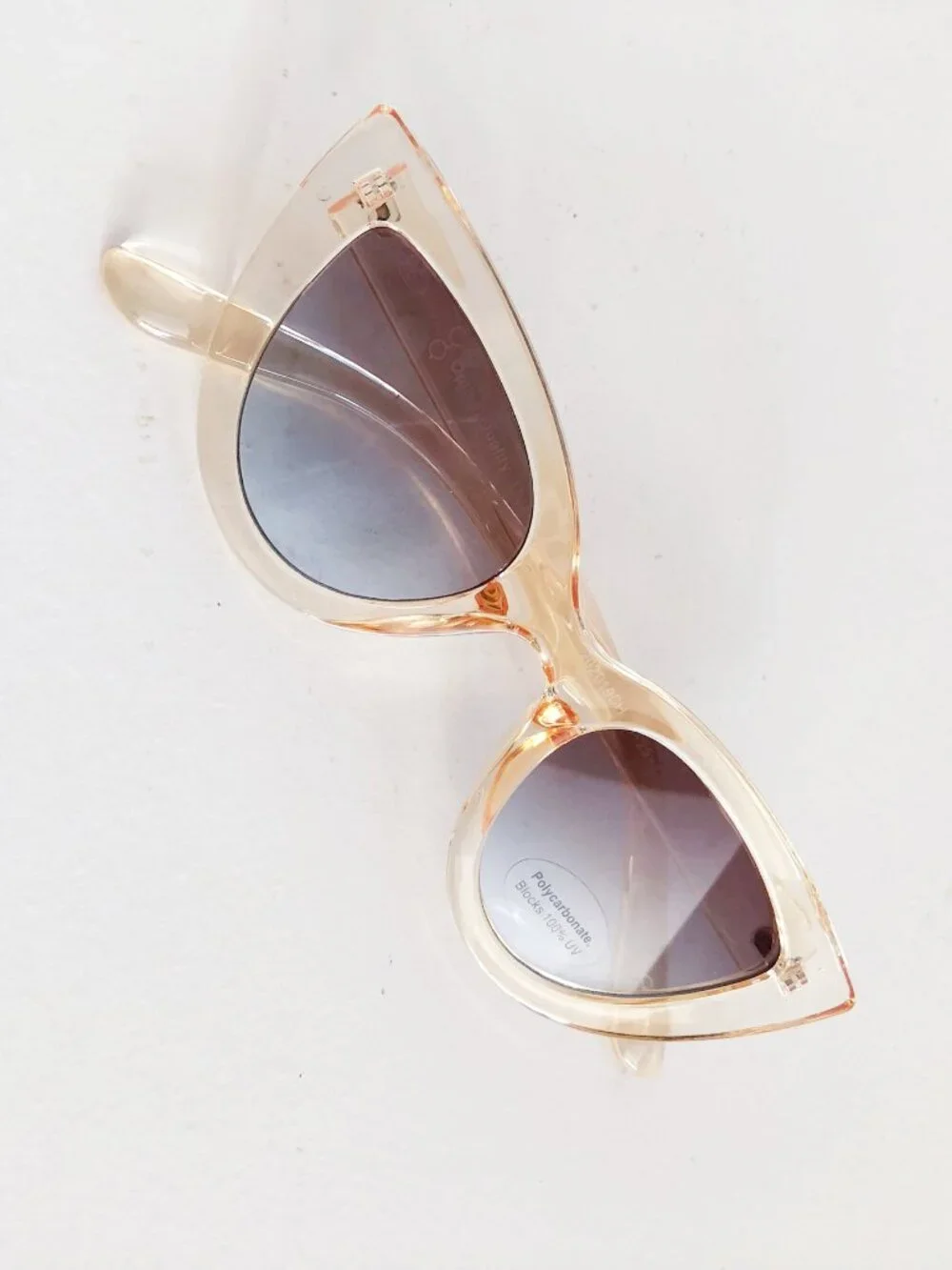 Champagne Beige Transparent Acetate Cat Eye Fashion Sunglasses